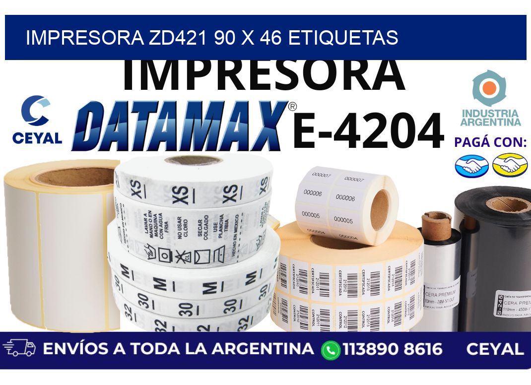 impresora zd421 90 x 46 etiquetas