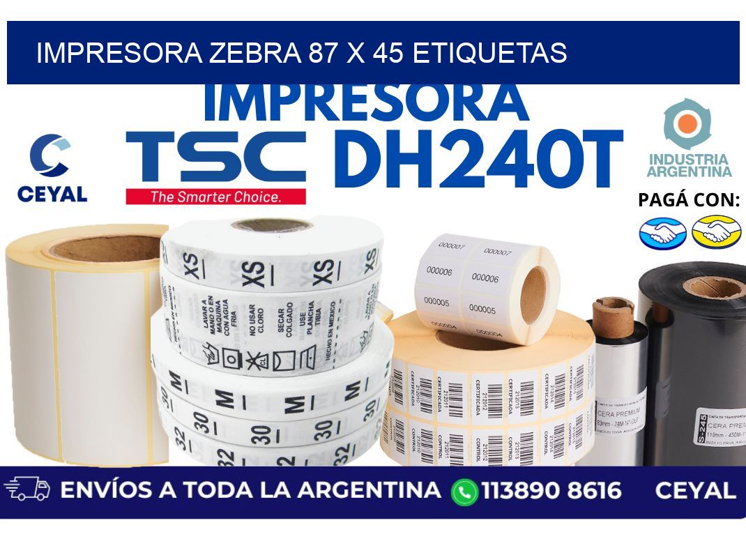 impresora zebra 87 x 45 etiquetas