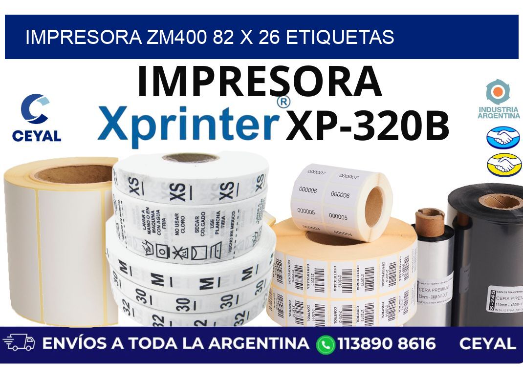 impresora zm400 82 x 26 etiquetas