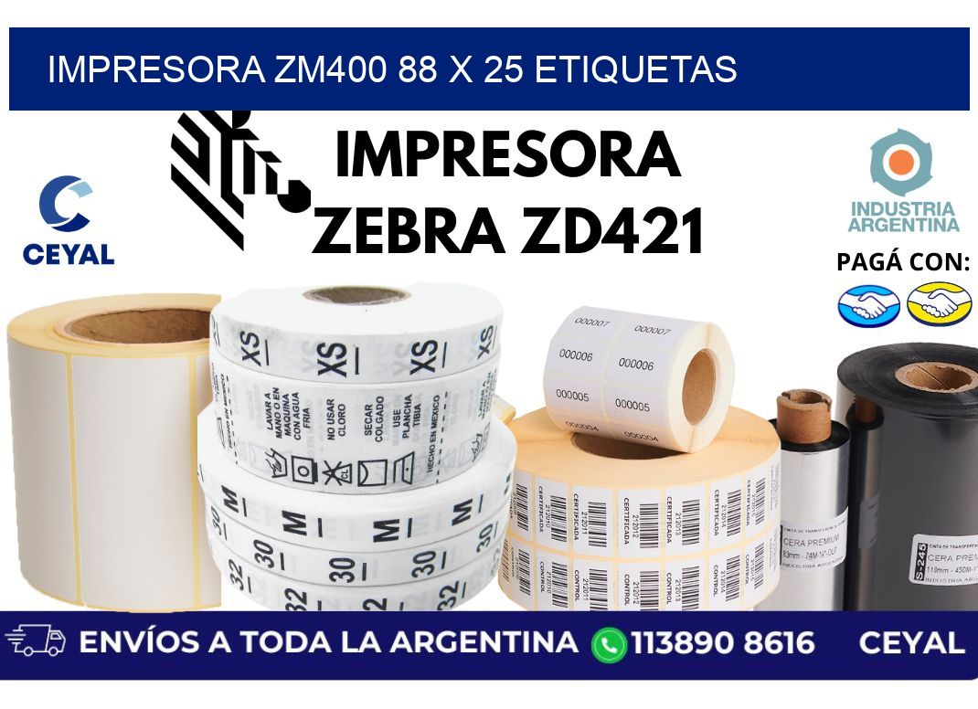 impresora zm400 88 x 25 etiquetas