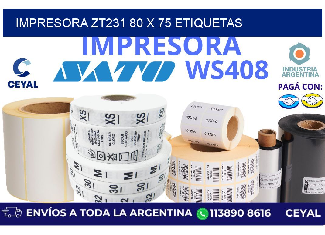 impresora zt231 80 x 75 etiquetas