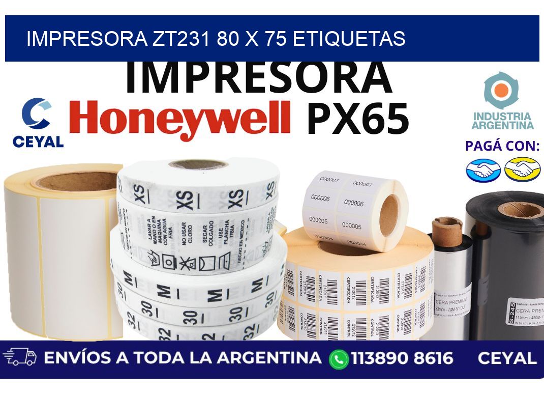 impresora zt231 80 x 75 etiquetas