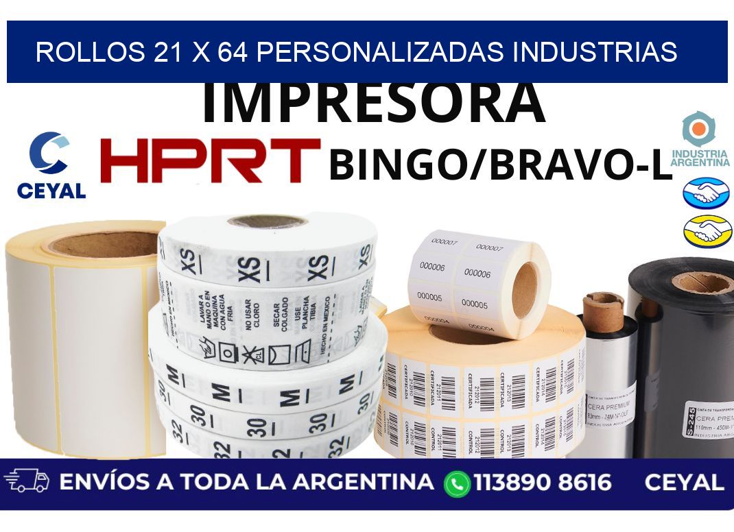 rollos 21 x 64 personalizadas industrias