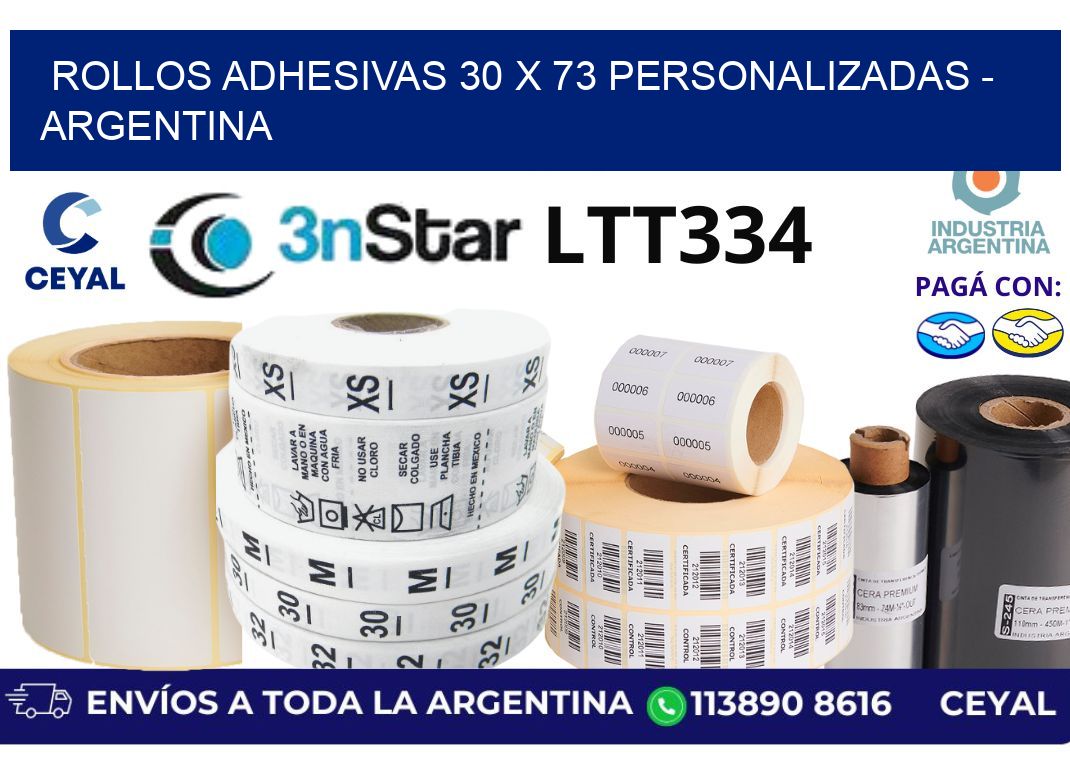 rollos adhesivas 30 x 73 personalizadas - Argentina