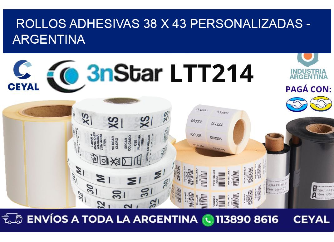 rollos adhesivas 38 x 43 personalizadas – Argentina