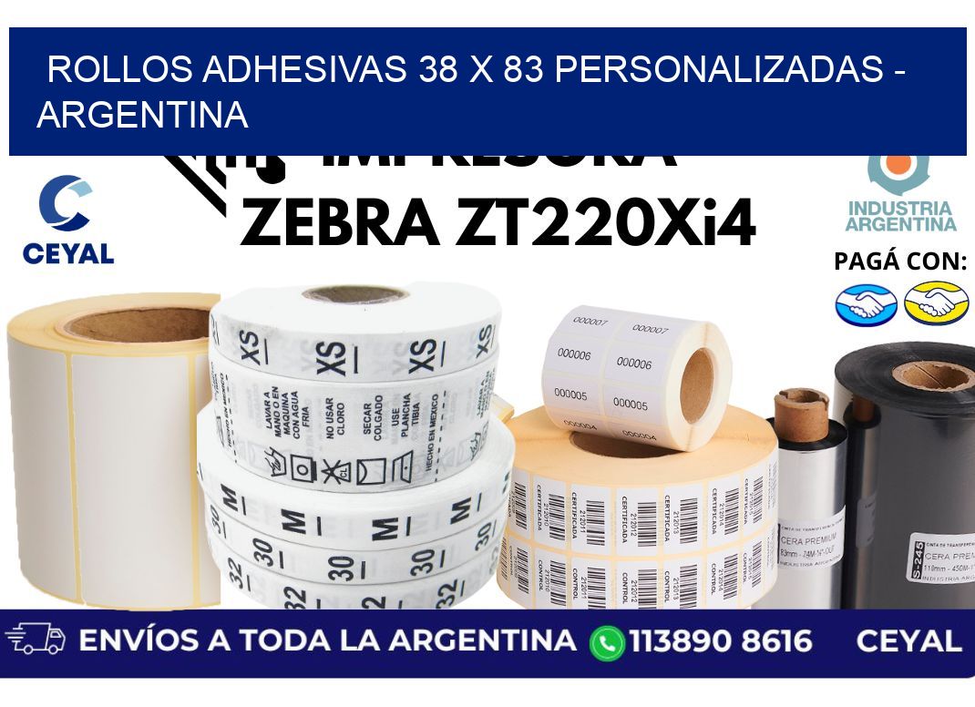 rollos adhesivas 38 x 83 personalizadas - Argentina