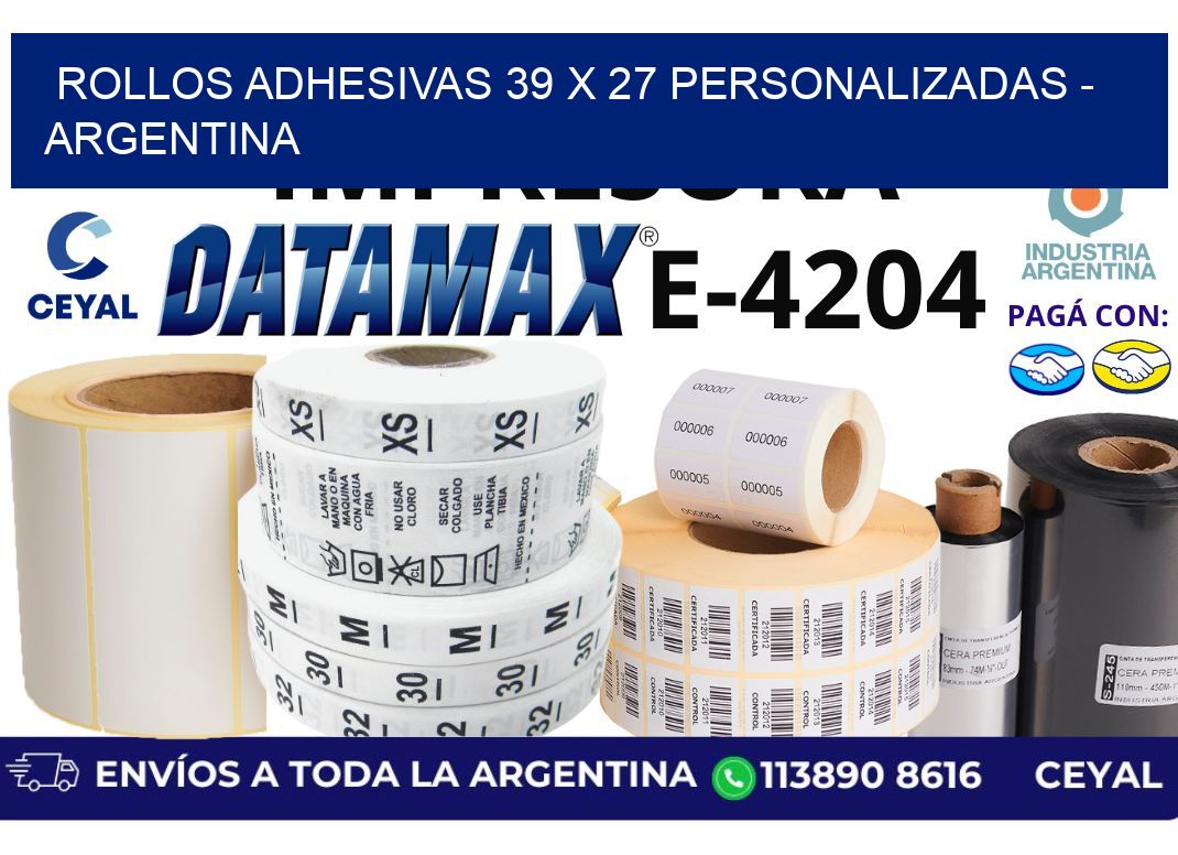 rollos adhesivas 39 x 27 personalizadas – Argentina
