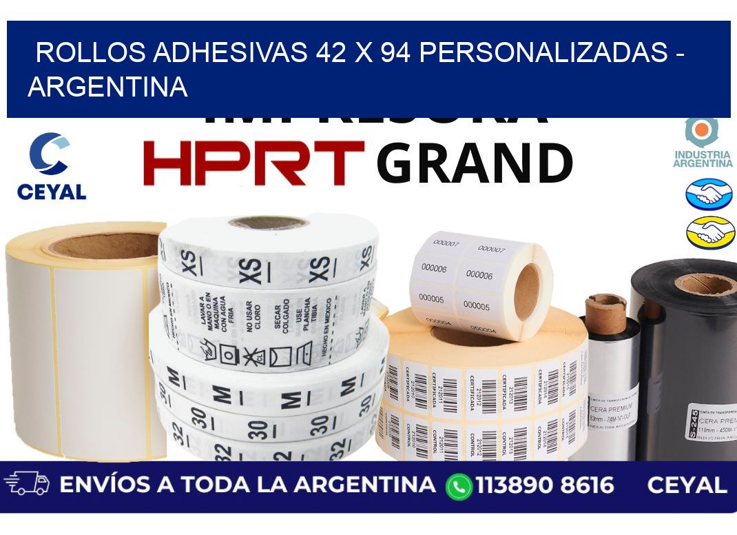 rollos adhesivas 42 x 94 personalizadas - Argentina