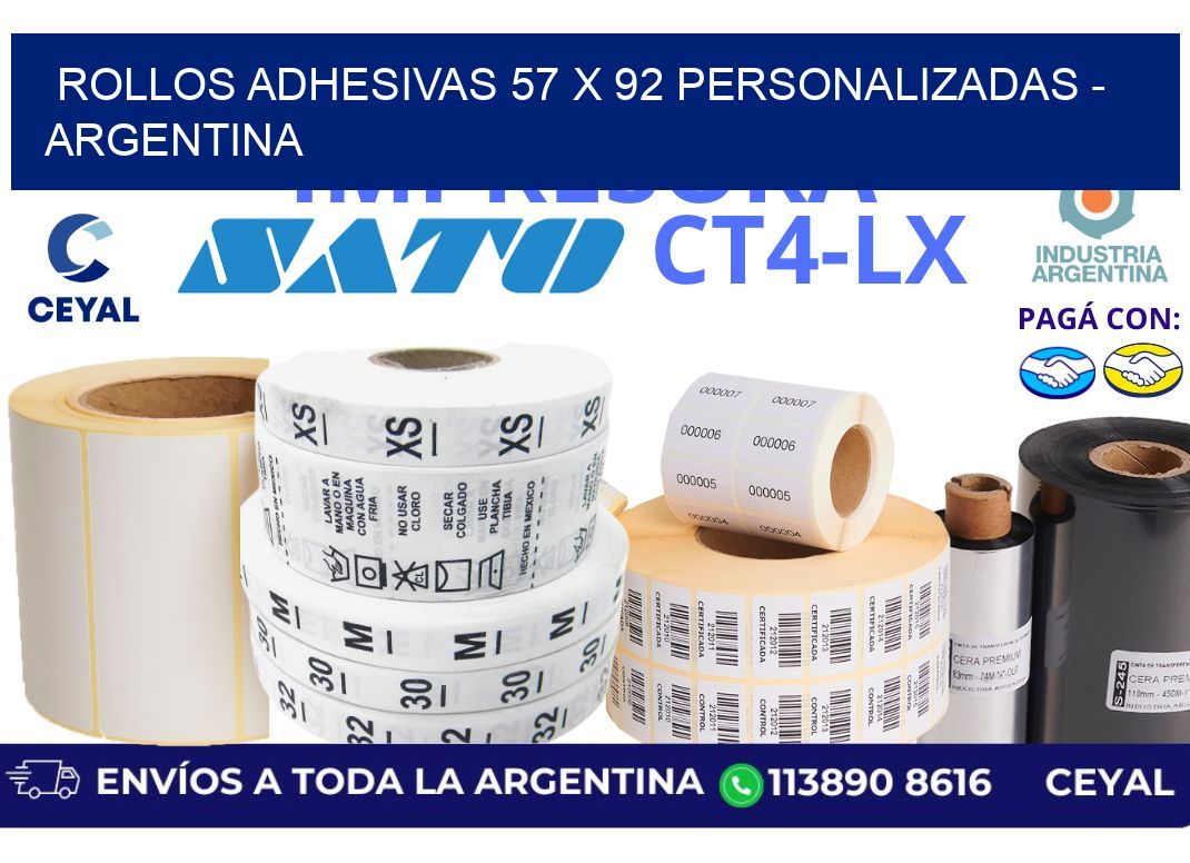 rollos adhesivas 57 x 92 personalizadas - Argentina