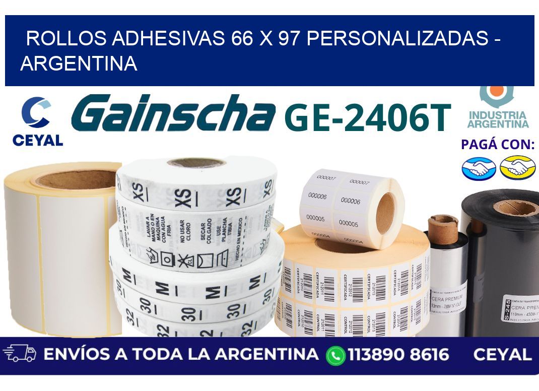rollos adhesivas 66 x 97 personalizadas - Argentina