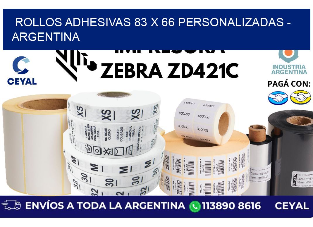 rollos adhesivas 83 x 66 personalizadas - Argentina