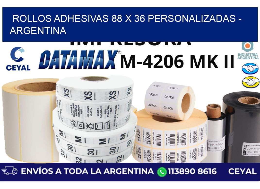 rollos adhesivas 88 x 36 personalizadas - Argentina