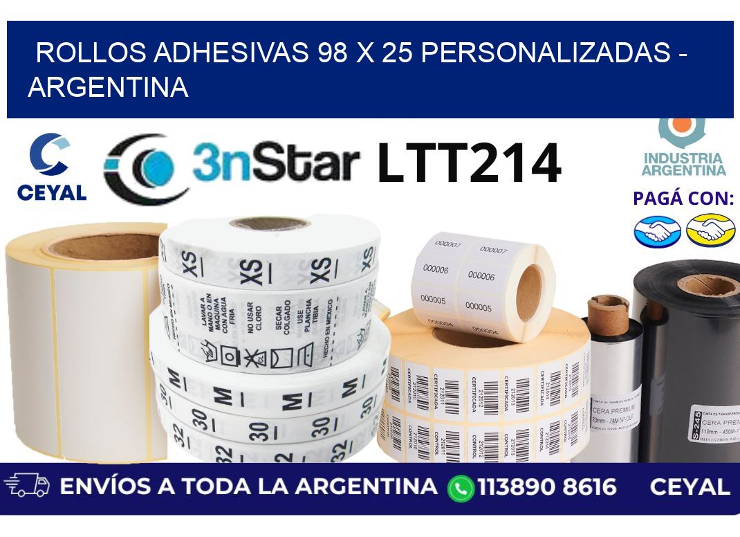 rollos adhesivas 98 x 25 personalizadas - Argentina
