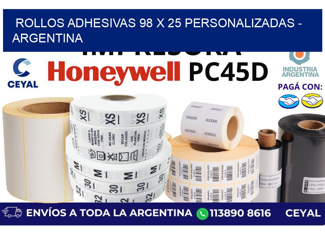 rollos adhesivas 98 x 25 personalizadas – Argentina