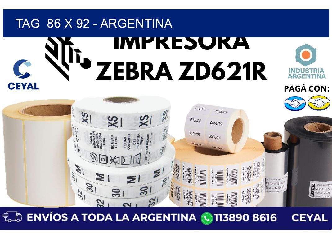 tag  86 x 92 - Argentina