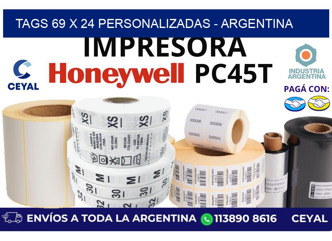 tags 69 x 24 personalizadas - Argentina