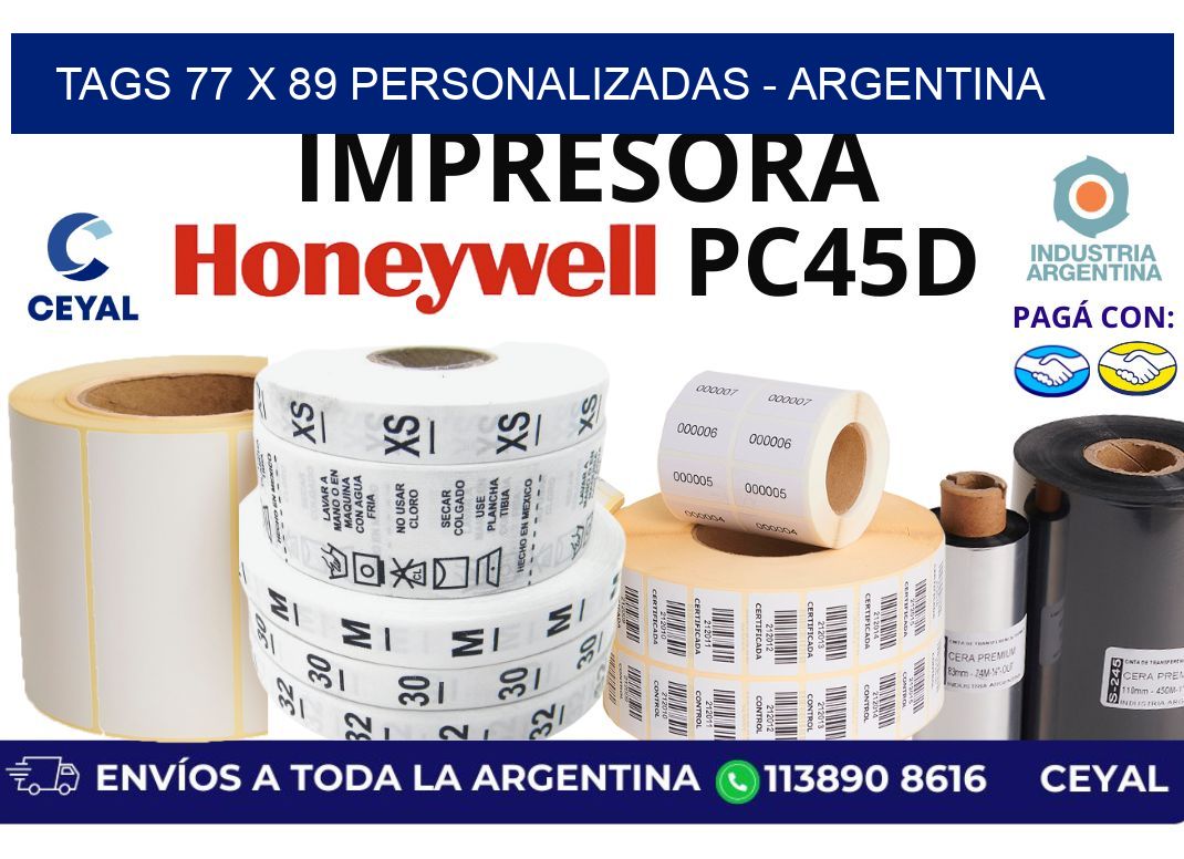 tags 77 x 89 personalizadas - Argentina