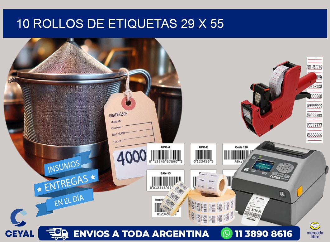 10 ROLLOS DE ETIQUETAS 29 x 55