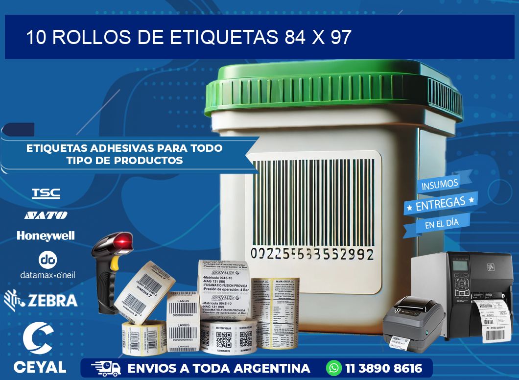 10 ROLLOS DE ETIQUETAS 84 x 97