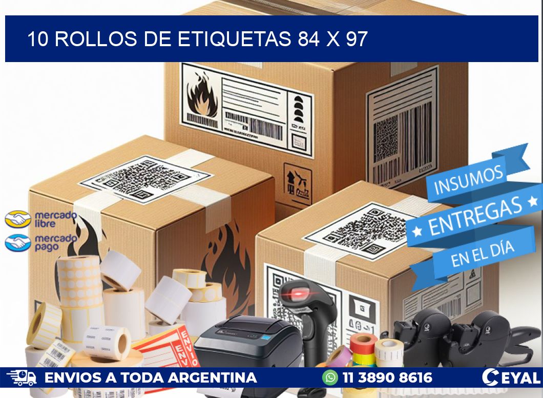 10 ROLLOS DE ETIQUETAS 84 x 97