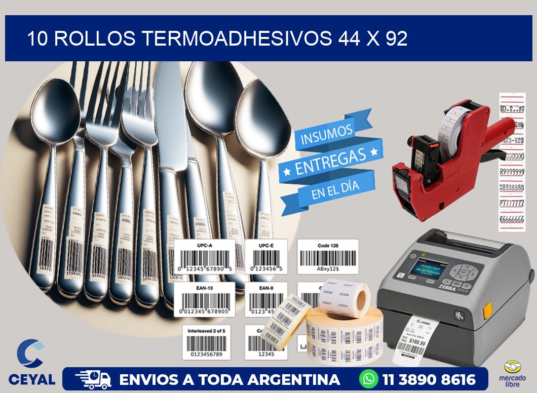 10 ROLLOS TERMOADHESIVOS 44 x 92