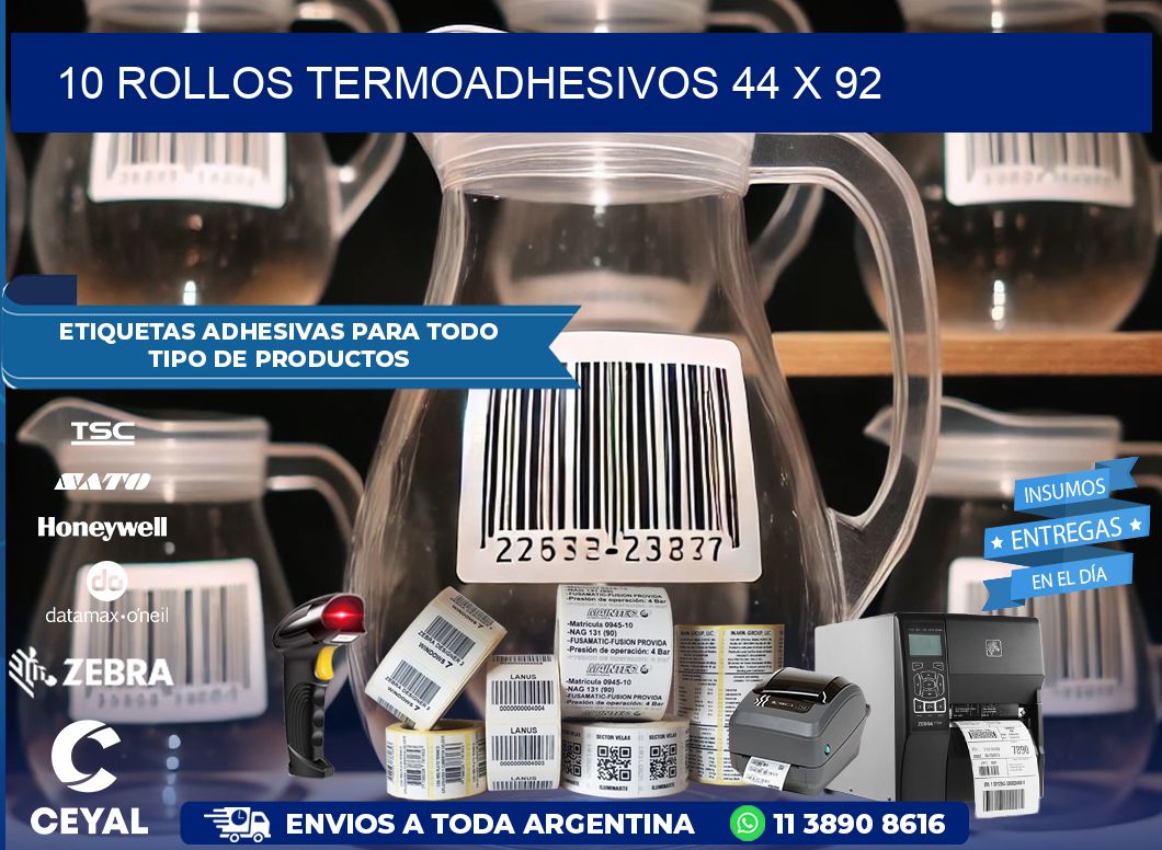 10 ROLLOS TERMOADHESIVOS 44 x 92