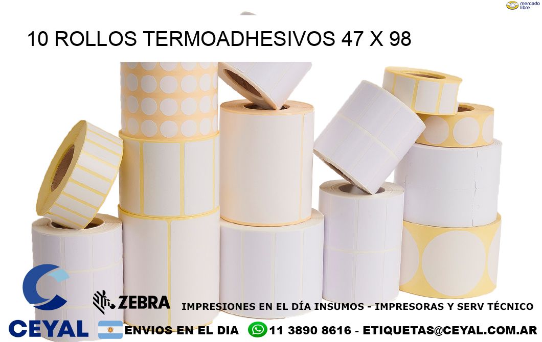 10 ROLLOS TERMOADHESIVOS 47 x 98