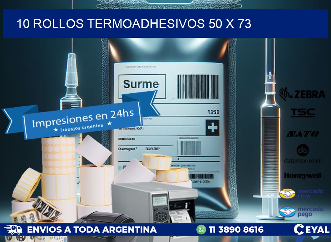 10 ROLLOS TERMOADHESIVOS 50 x 73