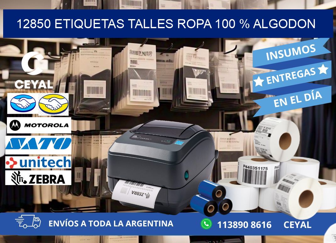 12850 ETIQUETAS TALLES ROPA 100 % ALGODON