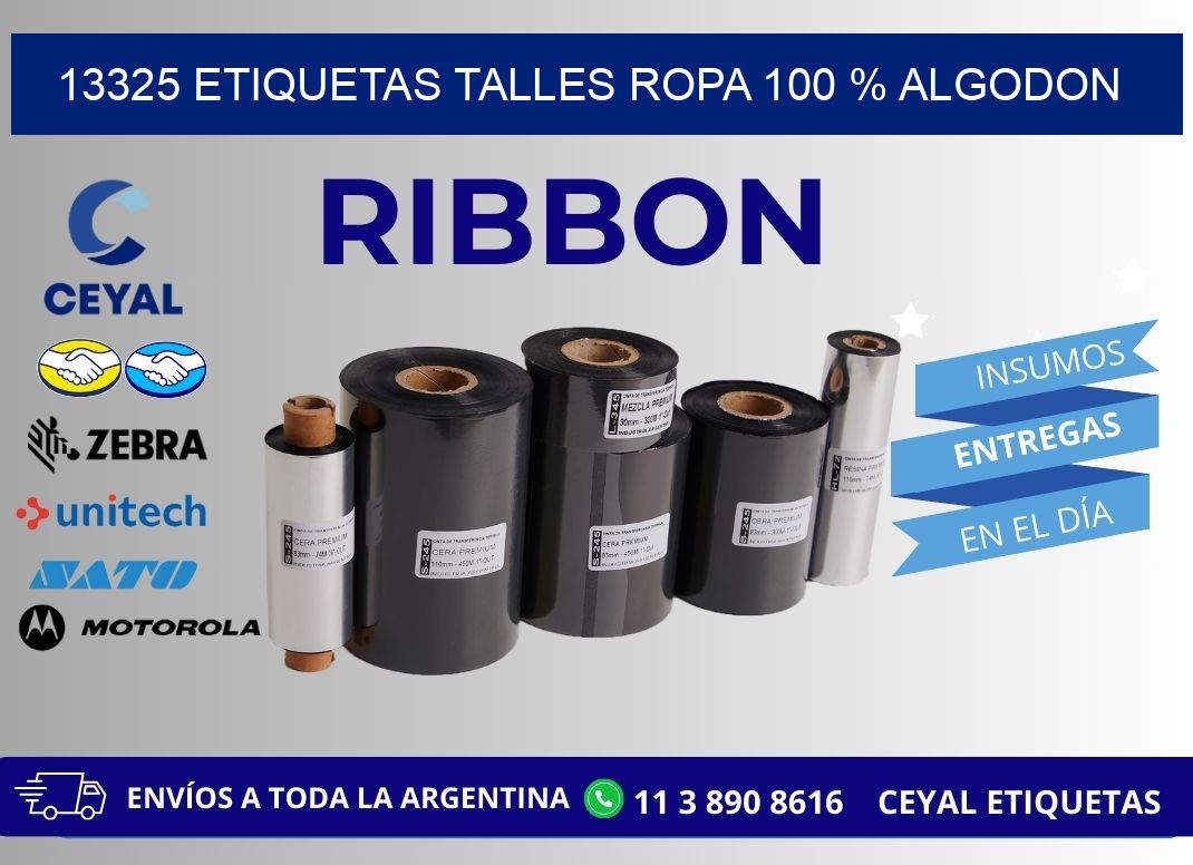 13325 ETIQUETAS TALLES ROPA 100 % ALGODON