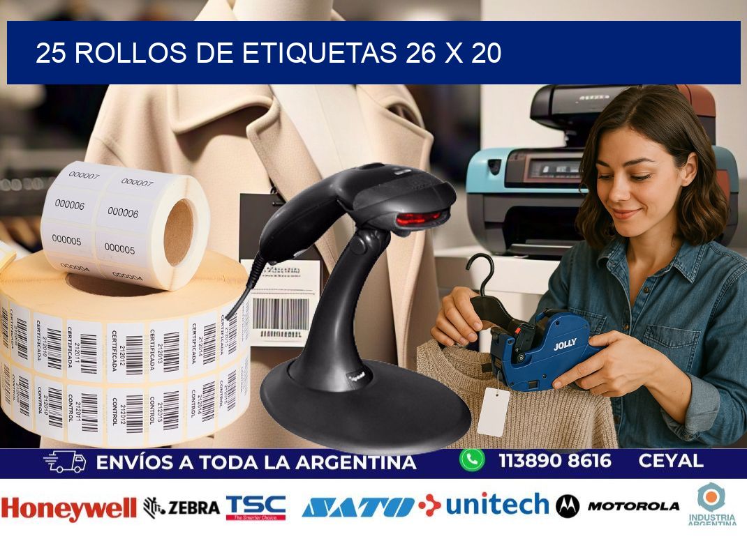 25 ROLLOS DE ETIQUETAS 26 x 20