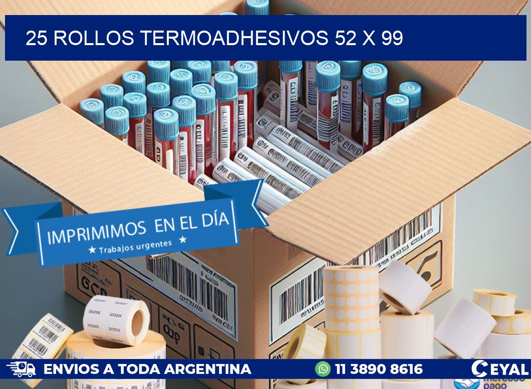 25 ROLLOS TERMOADHESIVOS 52 x 99