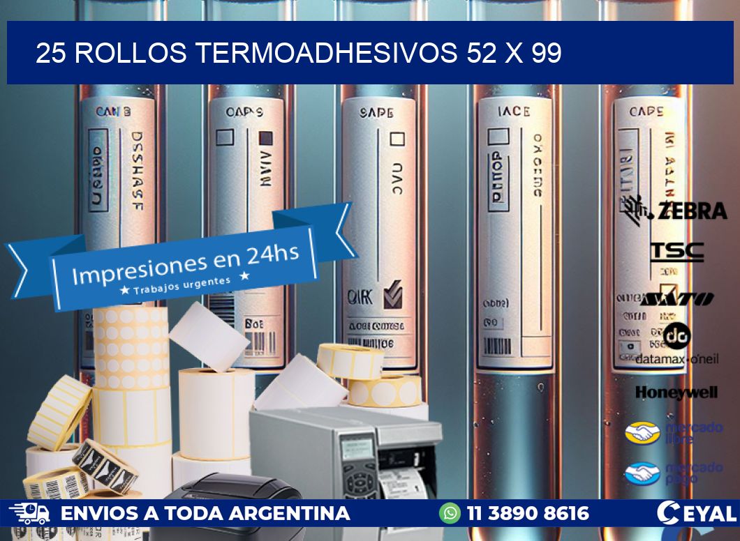 25 ROLLOS TERMOADHESIVOS 52 x 99
