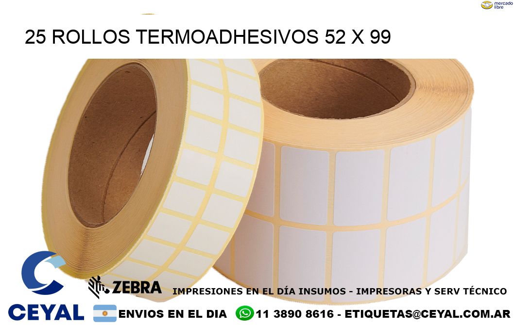 25 ROLLOS TERMOADHESIVOS 52 x 99