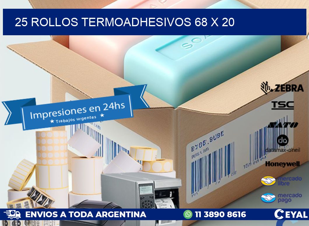 25 ROLLOS TERMOADHESIVOS 68 x 20