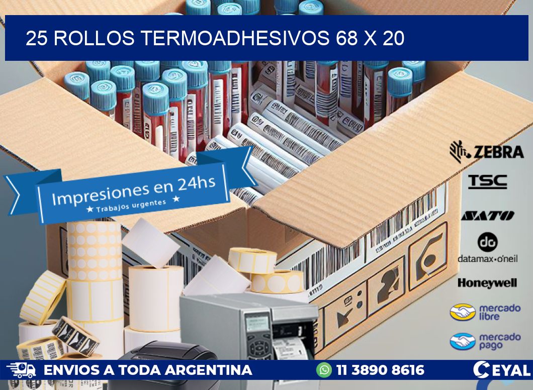 25 ROLLOS TERMOADHESIVOS 68 x 20