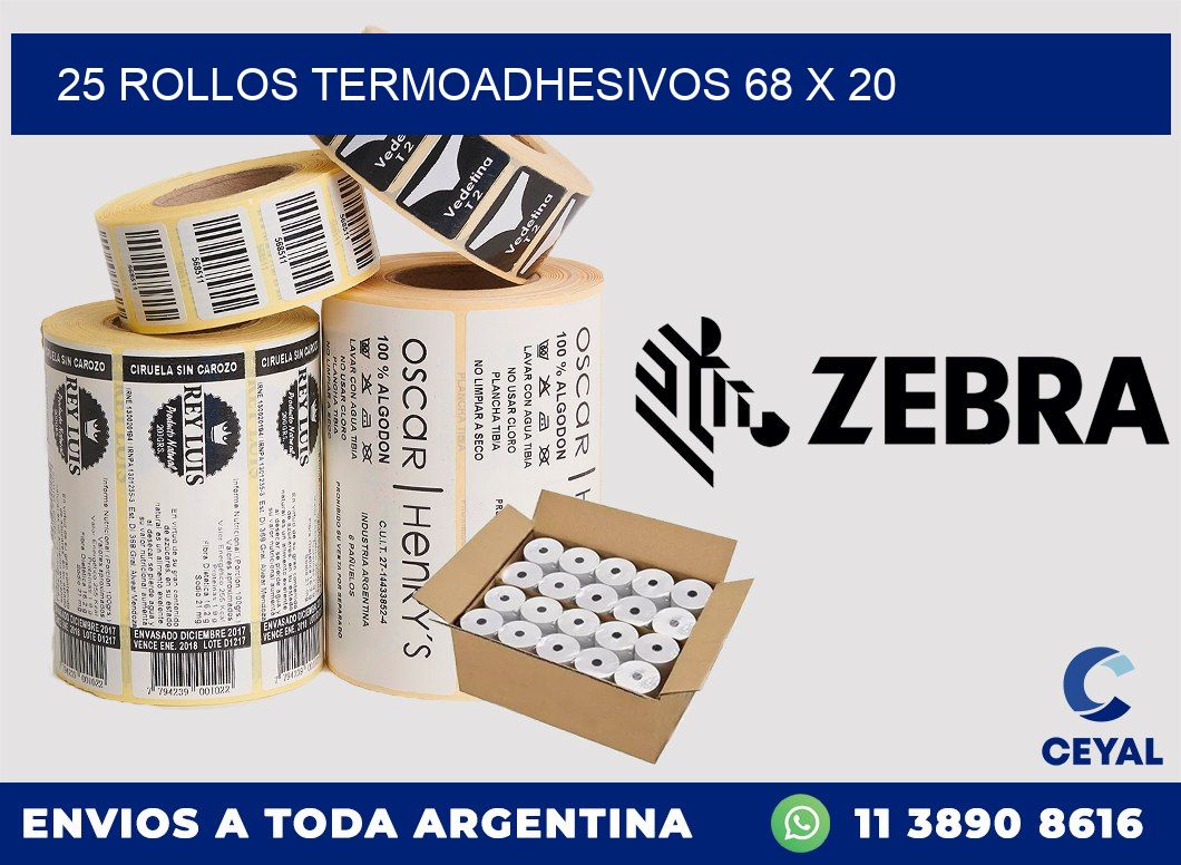 25 ROLLOS TERMOADHESIVOS 68 x 20