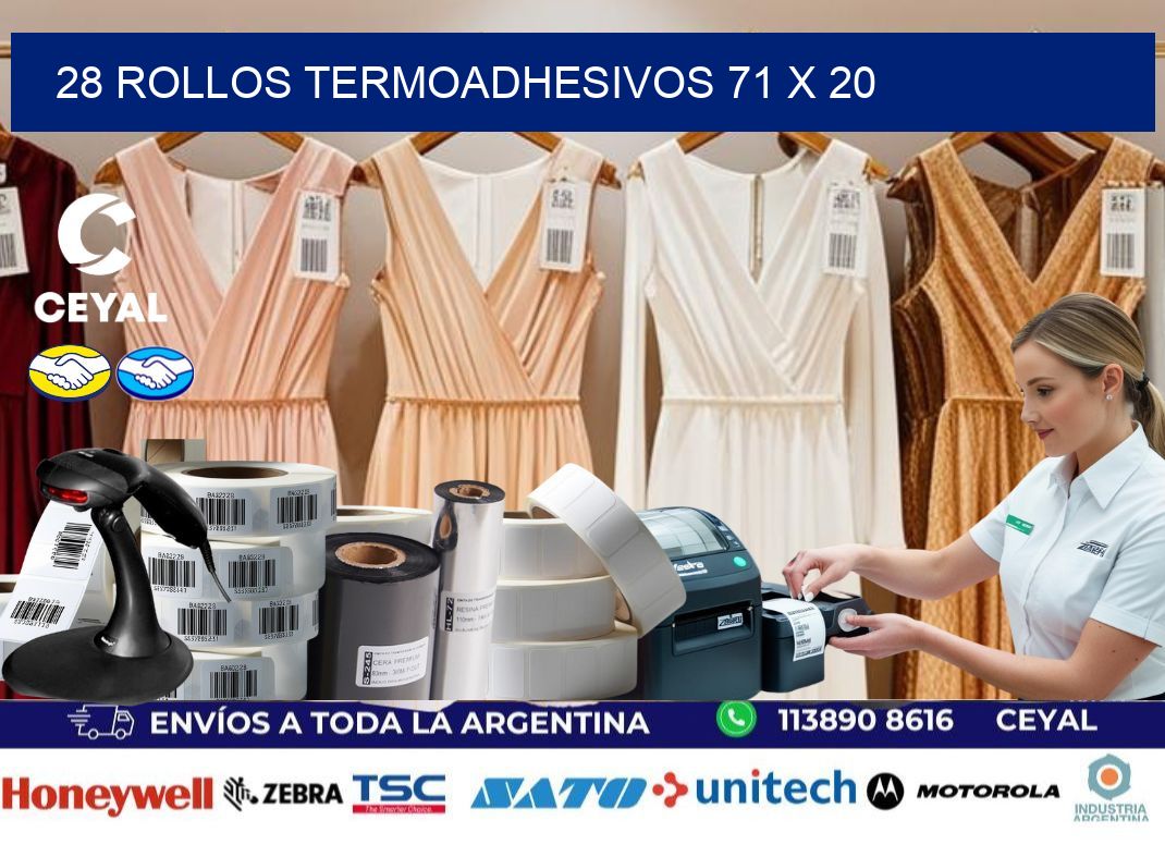 28 ROLLOS TERMOADHESIVOS 71 x 20
