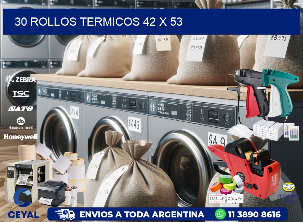 30 ROLLOS TERMICOS 42 x 53
