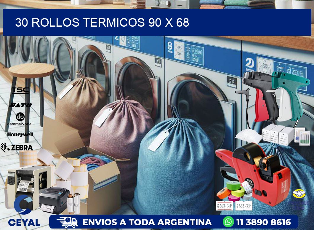 30 ROLLOS TERMICOS 90 x 68