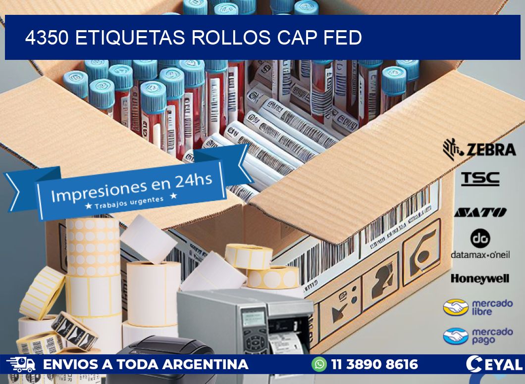 4350 etiquetas rollos CAP FED