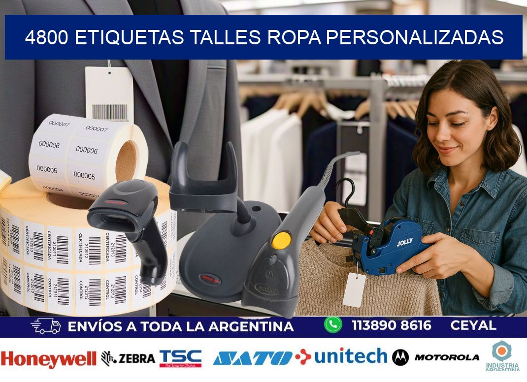 4800 ETIQUETAS TALLES ROPA PERSONALIZADAS