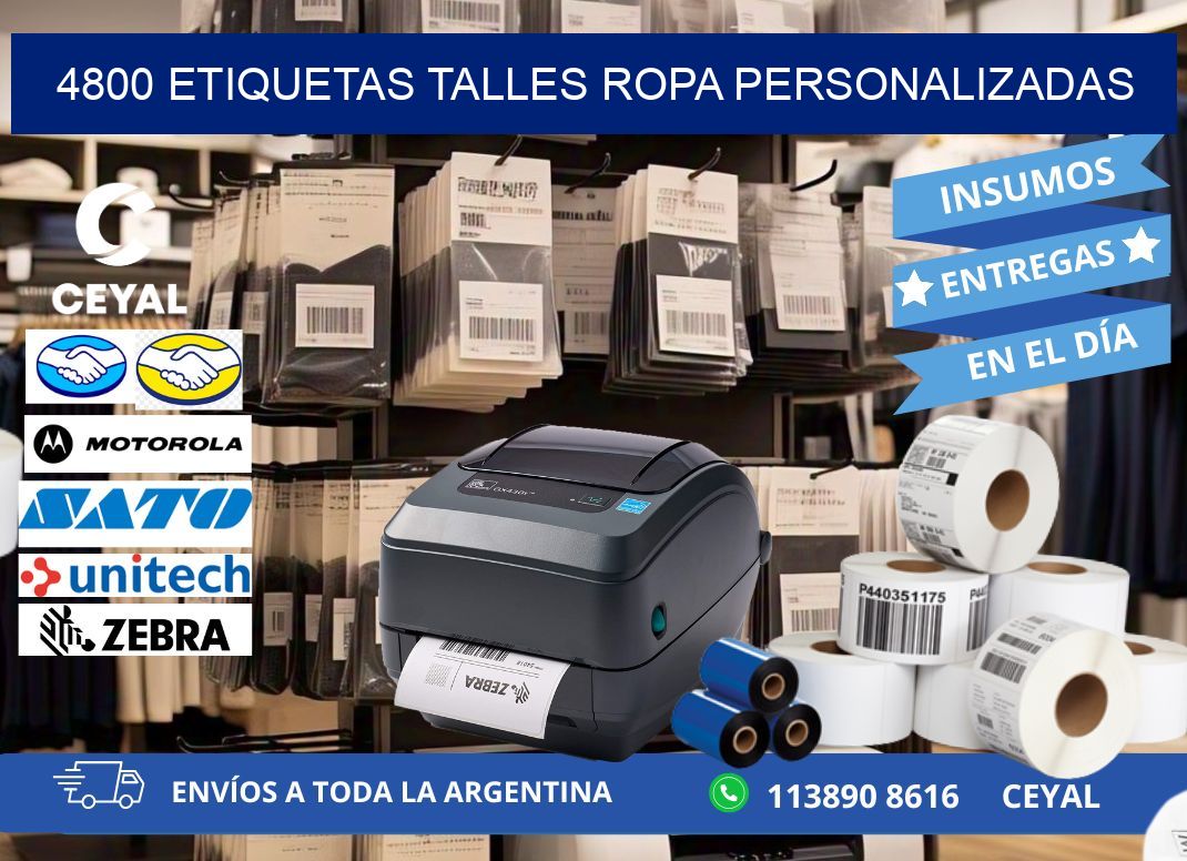4800 ETIQUETAS TALLES ROPA PERSONALIZADAS