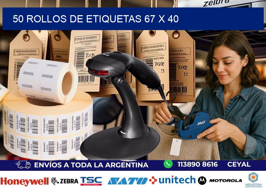 50 ROLLOS DE ETIQUETAS 67 x 40