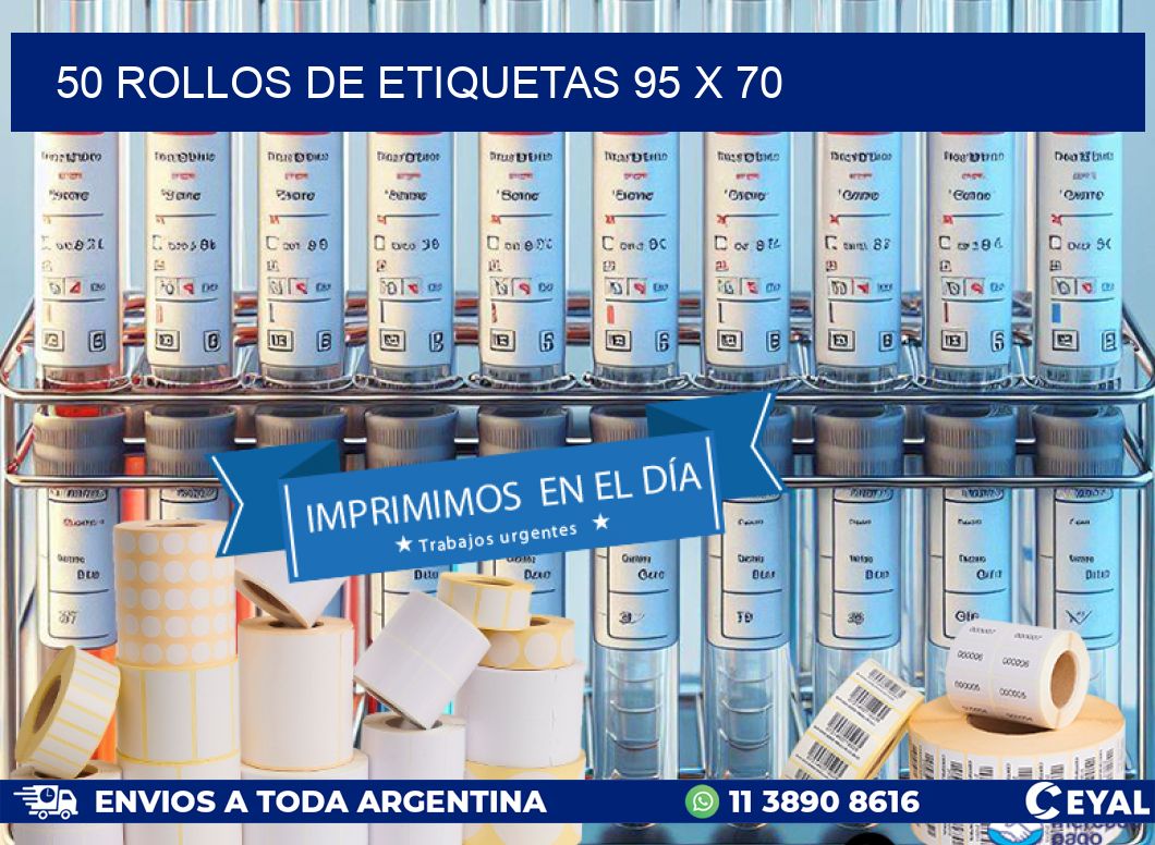 50 ROLLOS DE ETIQUETAS 95 x 70
