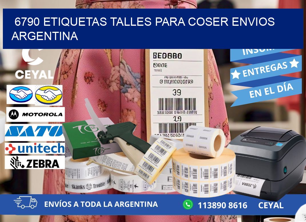 6790 ETIQUETAS TALLES PARA COSER ENVIOS ARGENTINA