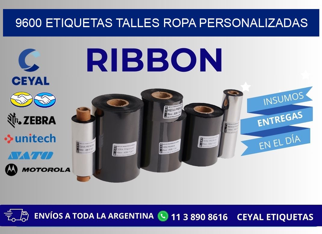 9600 ETIQUETAS TALLES ROPA PERSONALIZADAS