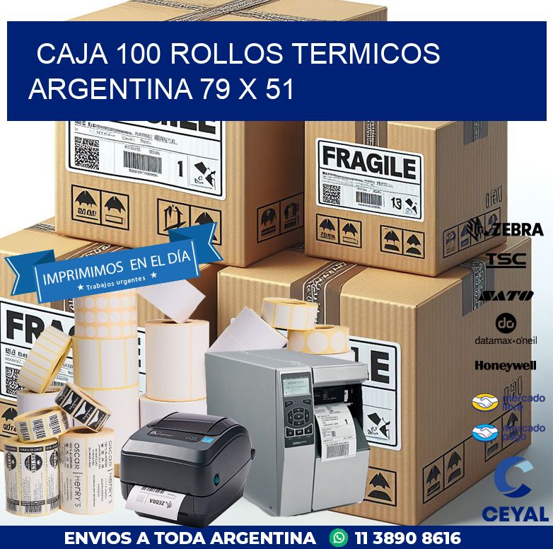 CAJA 100 ROLLOS TERMICOS ARGENTINA 79 x 51