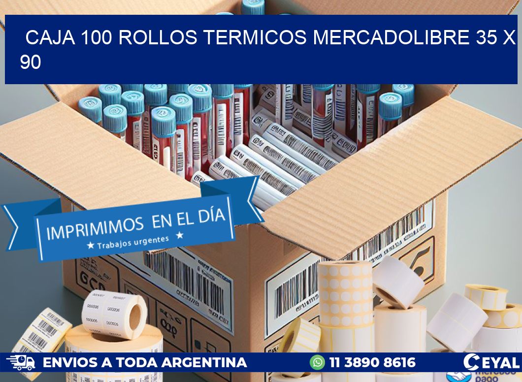 CAJA 100 ROLLOS TERMICOS MERCADOLIBRE 35 x 90