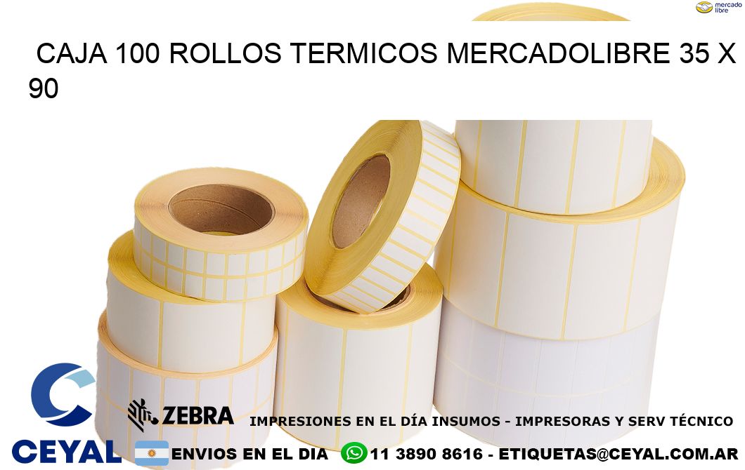 CAJA 100 ROLLOS TERMICOS MERCADOLIBRE 35 x 90